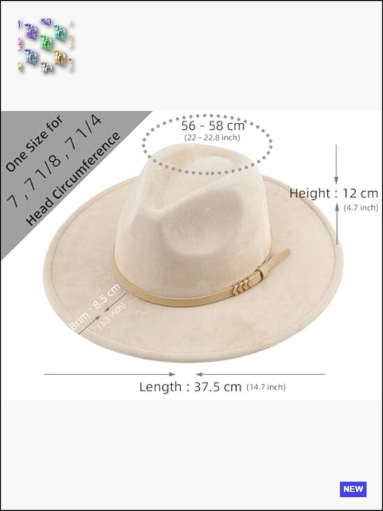 Wide Brim Felt Fedora Hat Adjustable Unisex Classic Big Brim Vintage Style main image 5